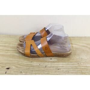 Yokono Womens Sandals 9 Brown Leather Slip On Slides Flats Shoes Spain